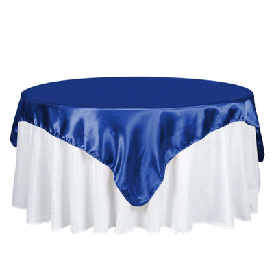 Satin 72"x72" Table Overlay Square Tablecloth Royal Blue - Smooth Finish Table Cover