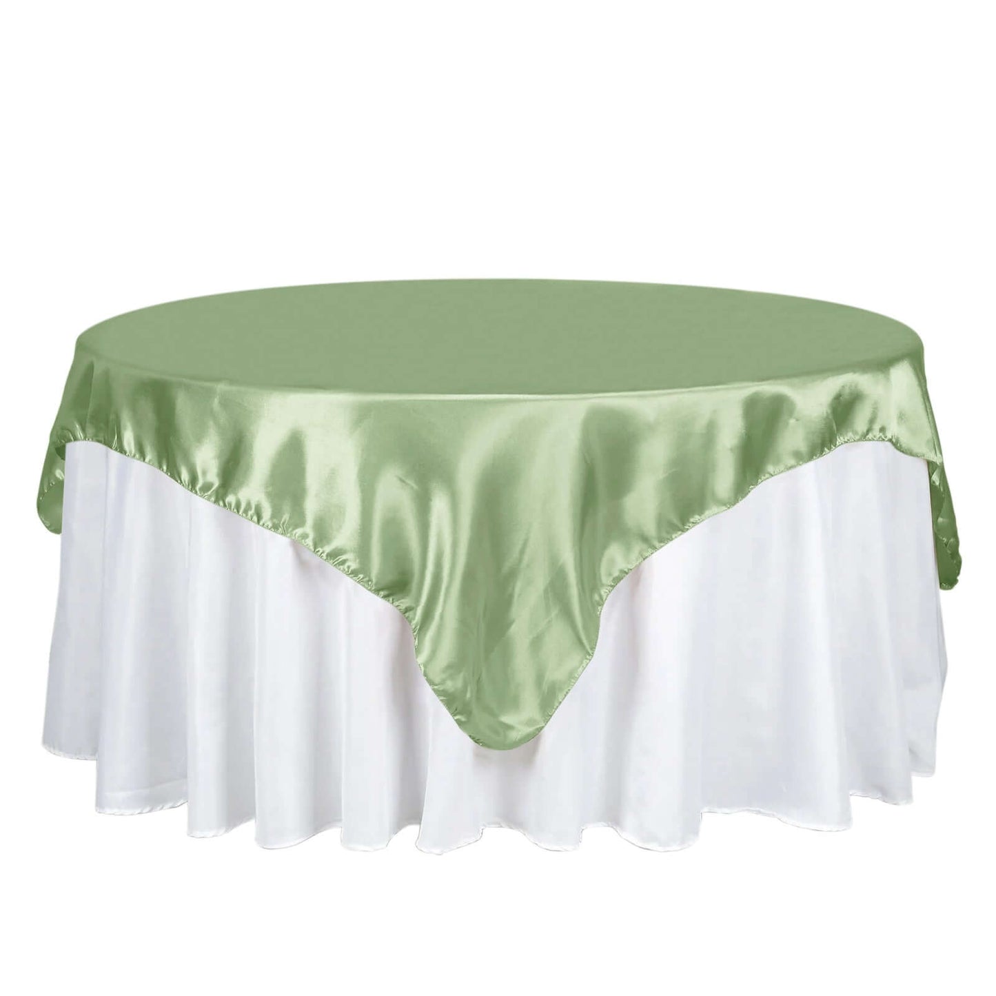 Satin 72"x72" Table Overlay Square Tablecloth Sage Green - Smooth Finish Table Cover