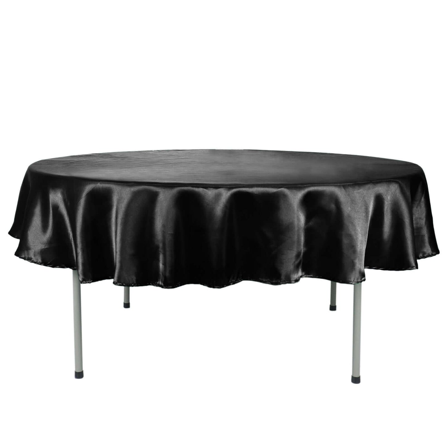 Satin 90" Round Tablecloth Black - Smooth and Lustrous Table Cover