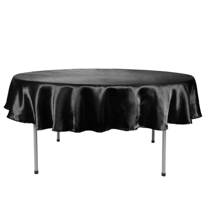 Satin 90" Round Tablecloth Black - Smooth and Lustrous Table Cover