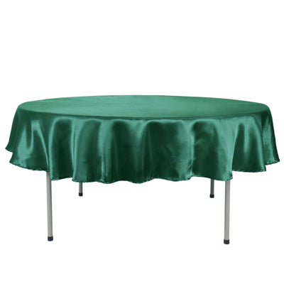 Satin 90" Round Tablecloth Hunter Emerald Green - Smooth and Lustrous Table Cover