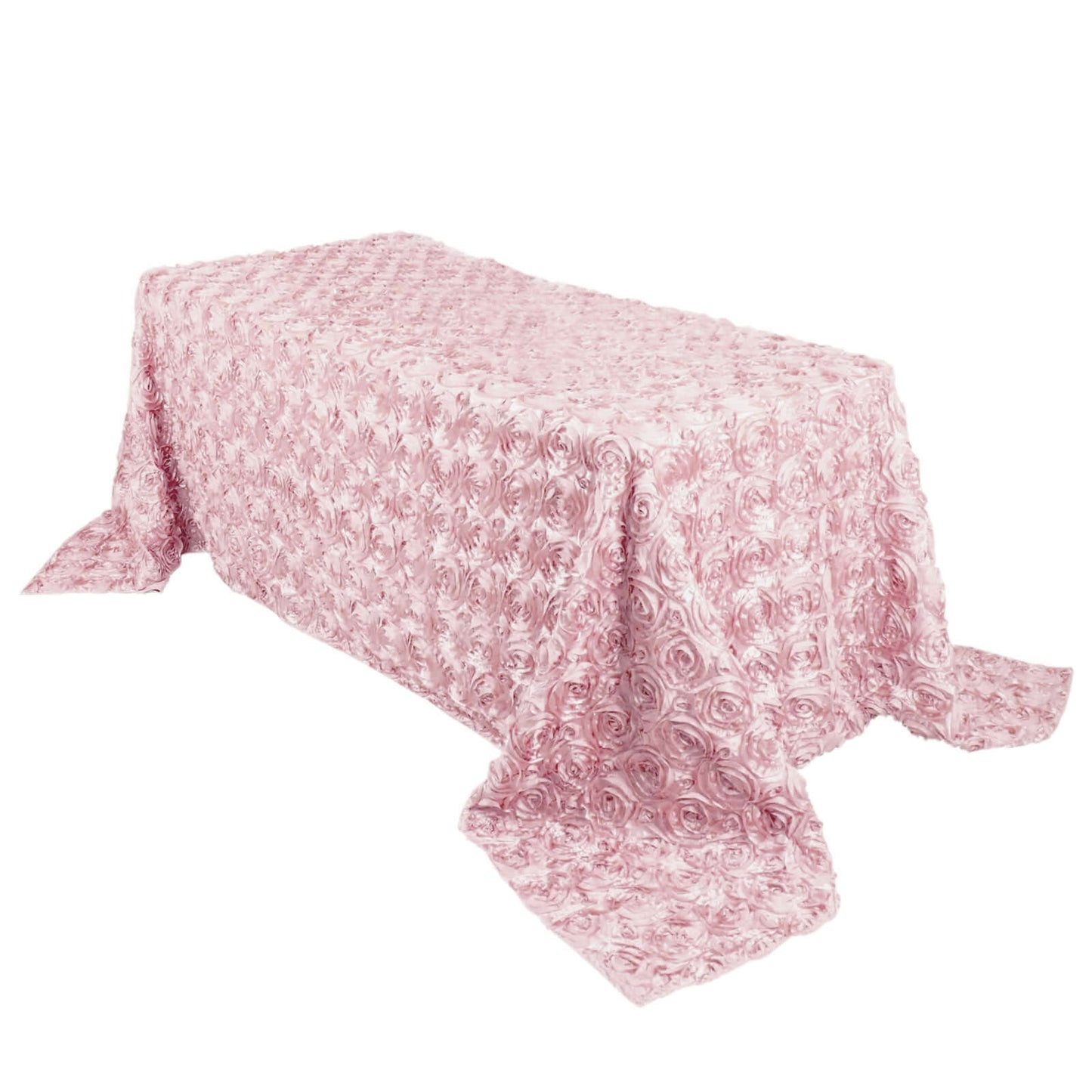 Satin 90"x132" Rectangle Tablecloth Blush - Grandiose 3D Rosette Seamless Table Cover