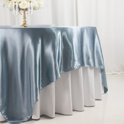Satin 90’’x90’’ Table Overlay Square Tablecloth Dusty Blue - Smooth Finish Table Topper - Overlays