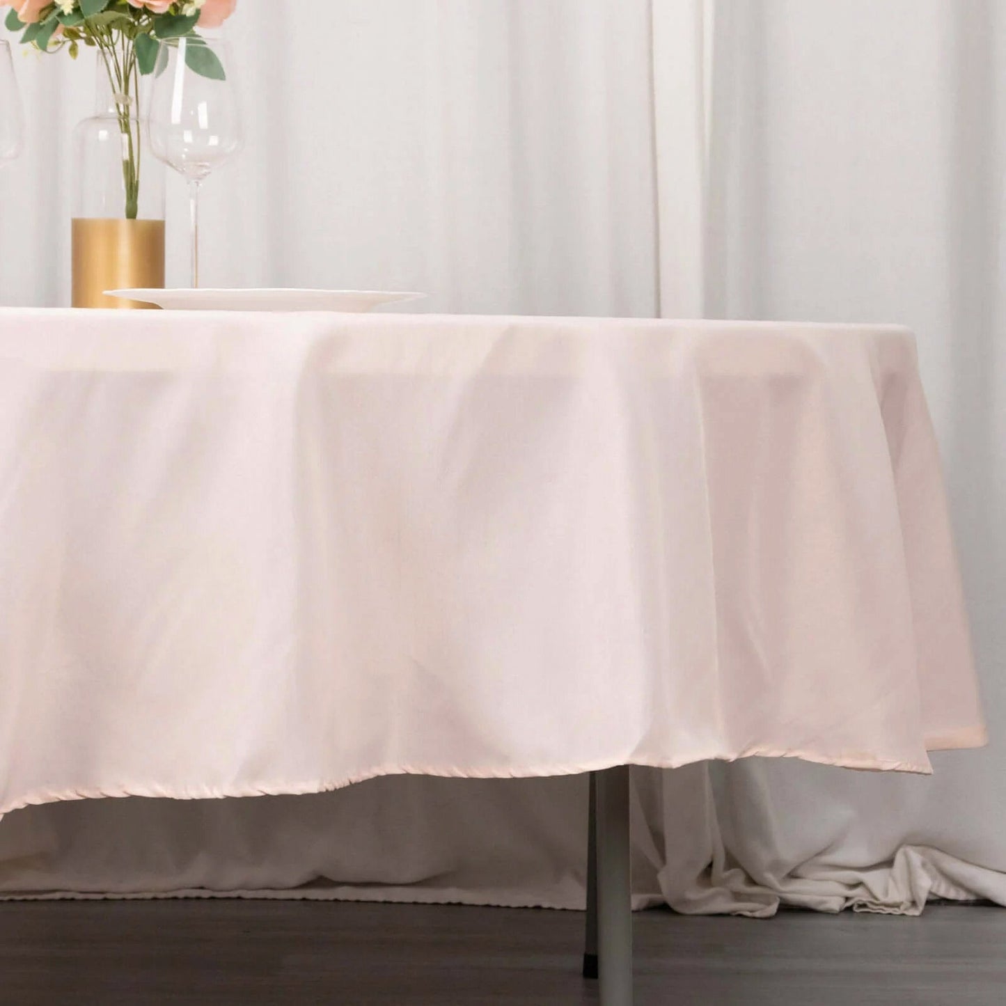 Premium Polyester 90" Round Tablecloth Blush - Stain and Wrinkle-Resistant Design with 220GSM Thickness Table Cover