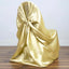 Satin Chair Cover Self-Tie Universal Design Champagne - Durable Slip-On Cover for Folding, Dining, Banquet & Standard Chairs