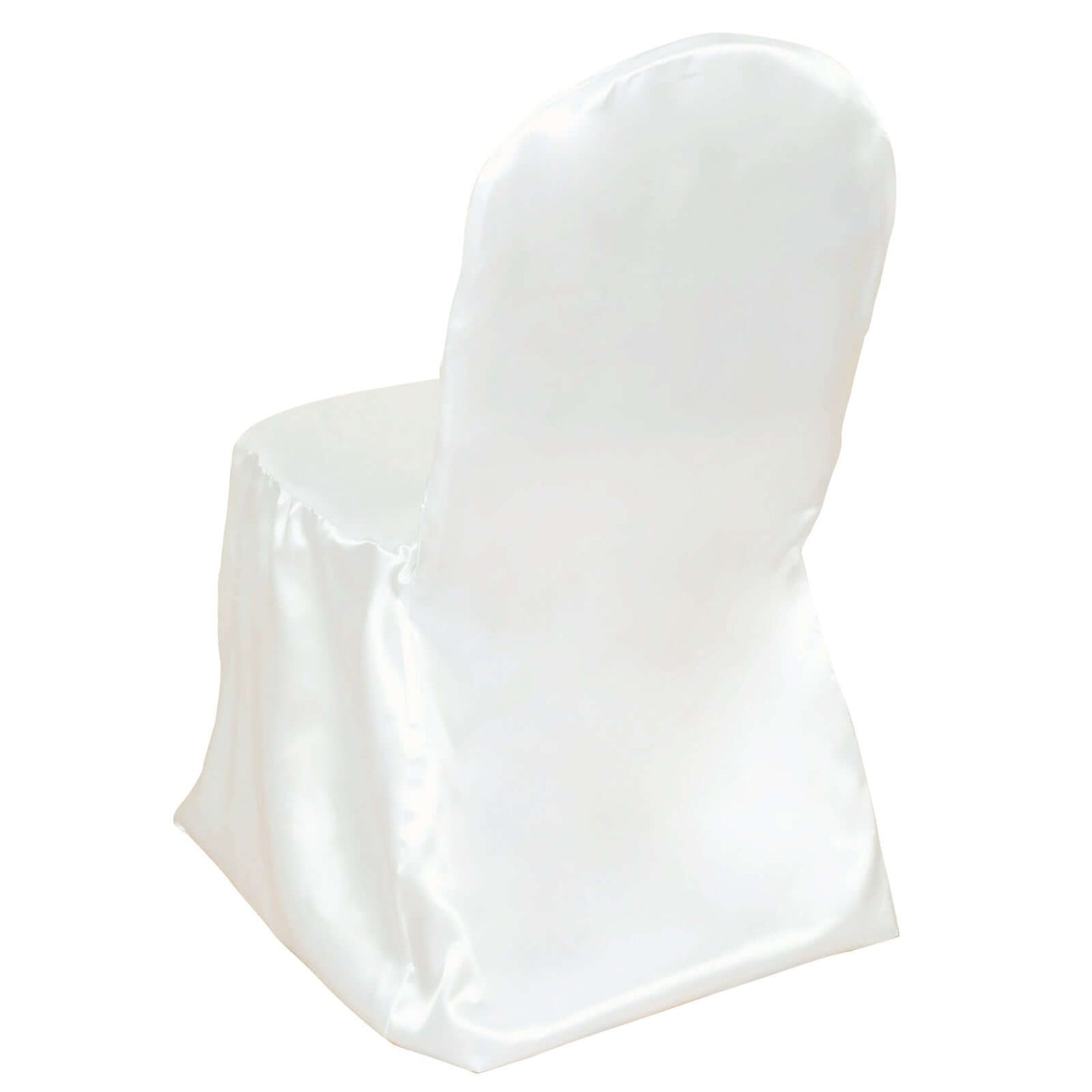 Satin Chair Covers for Banquet Chairs Ivory with Glossy Finish - Reusable Slipcovers
