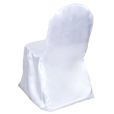 Satin Chair Covers for Banquet Chairs White with Glossy Finish - Stylish Reusable Covers for Formal Gatherings
