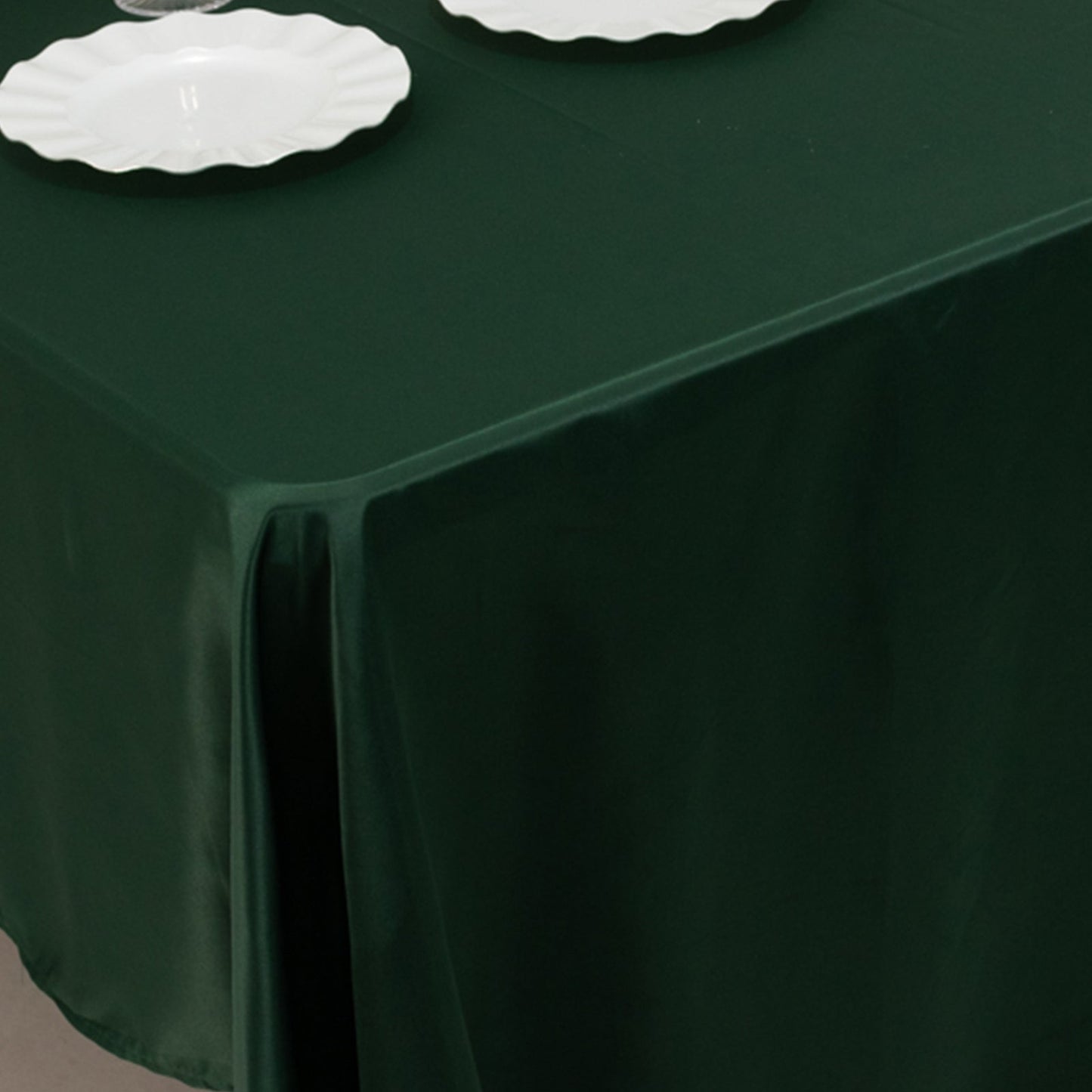 Lamour Satin 60"x126" Rectangle Tablecloth Hunter Emerald Green - Soft & Silk-Like Table Cover