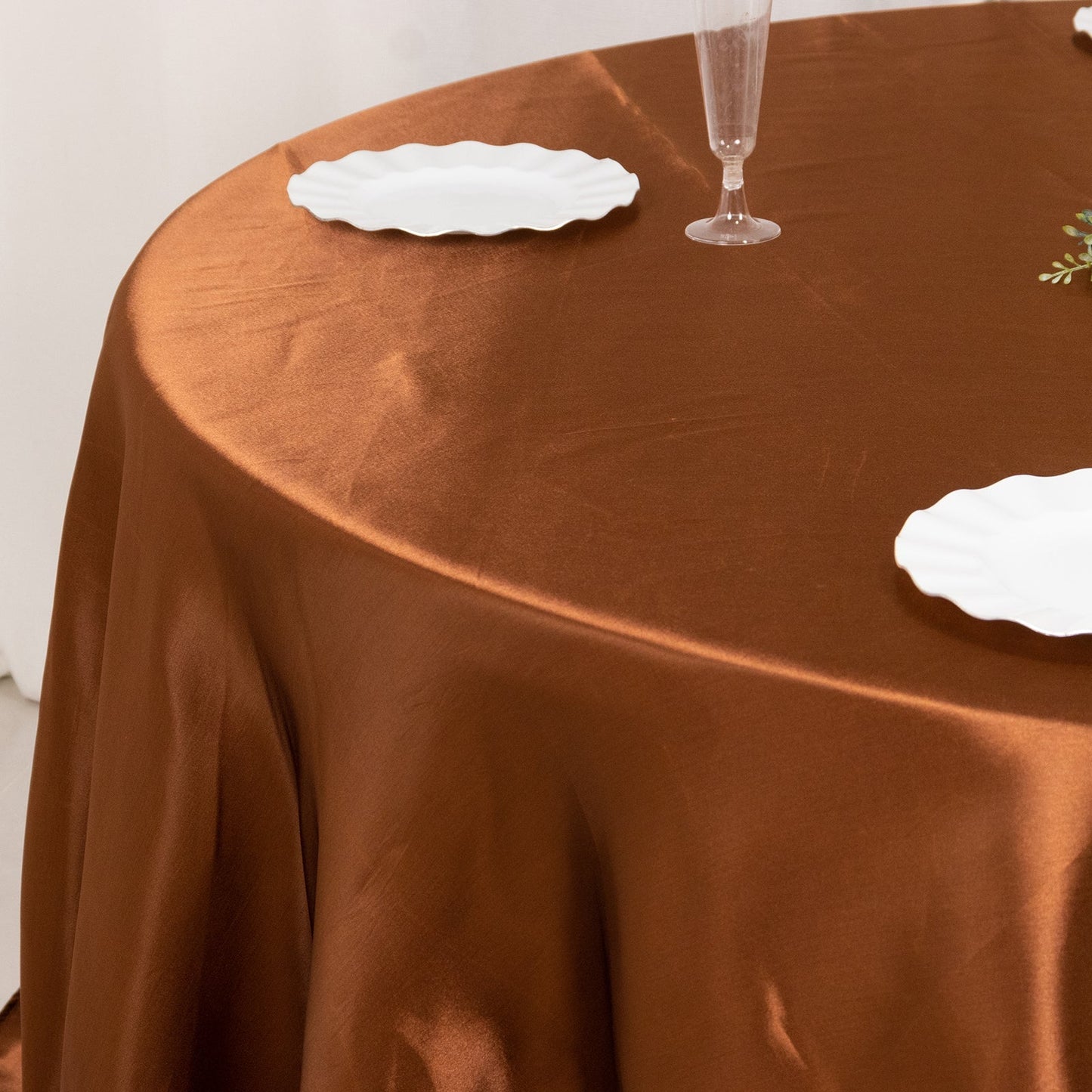 Satin 132" Round Tablecloth Cinnamon Brown - Stylish Seamless Table Cover