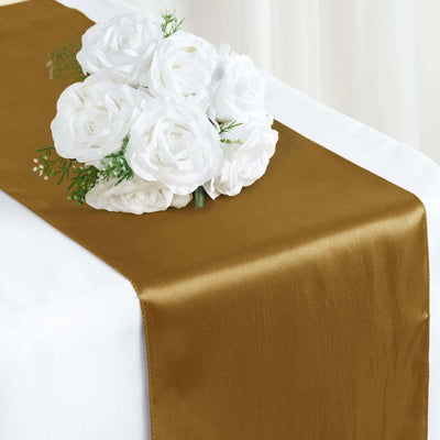 Satin 12"x108" Table Runner Gold - Stylish Table Linen for Weddings & Events