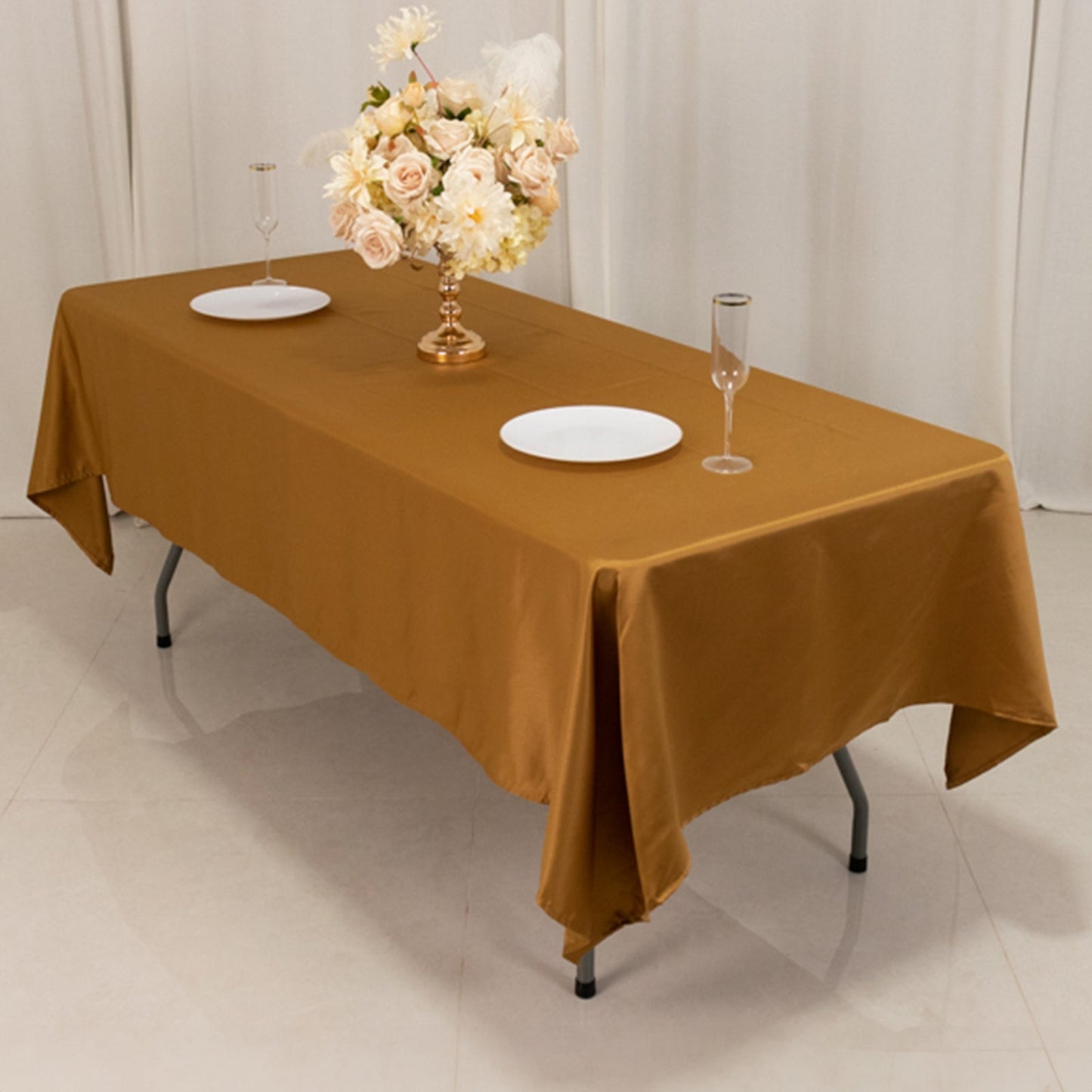 Lamour Satin 60"x102" Rectangle Tablecloth Gold - Durable & Silky Soft Feel Table Cover for Weddings & Banquets