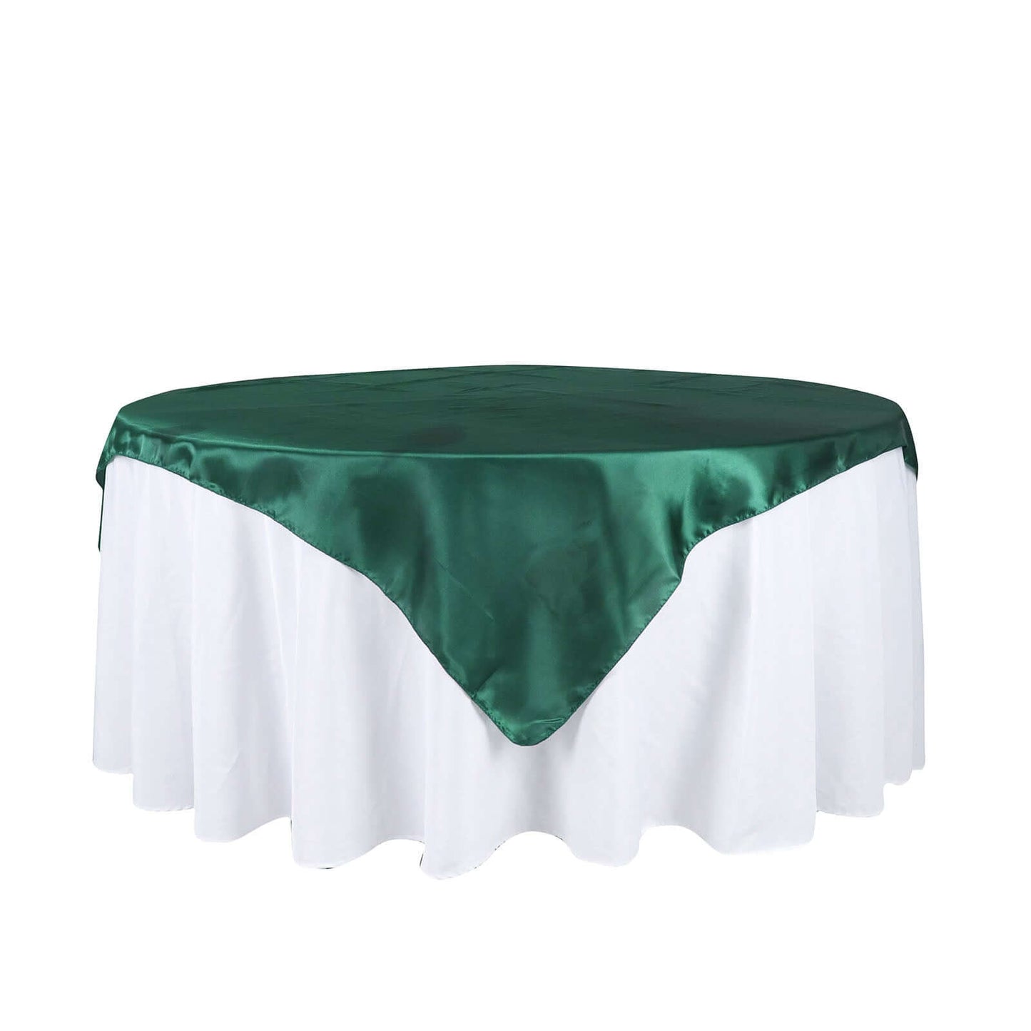 Satin 60"x60" Table Overlay Square Tablecloth Hunter Emerald Green - Smooth Silky Touch Table Cover