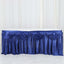 Satin 14ft Table Skirt Navy Blue - Pleated Double Drape Table Cover