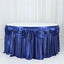 Satin 14ft Table Skirt Navy Blue - Pleated Double Drape Table Cover