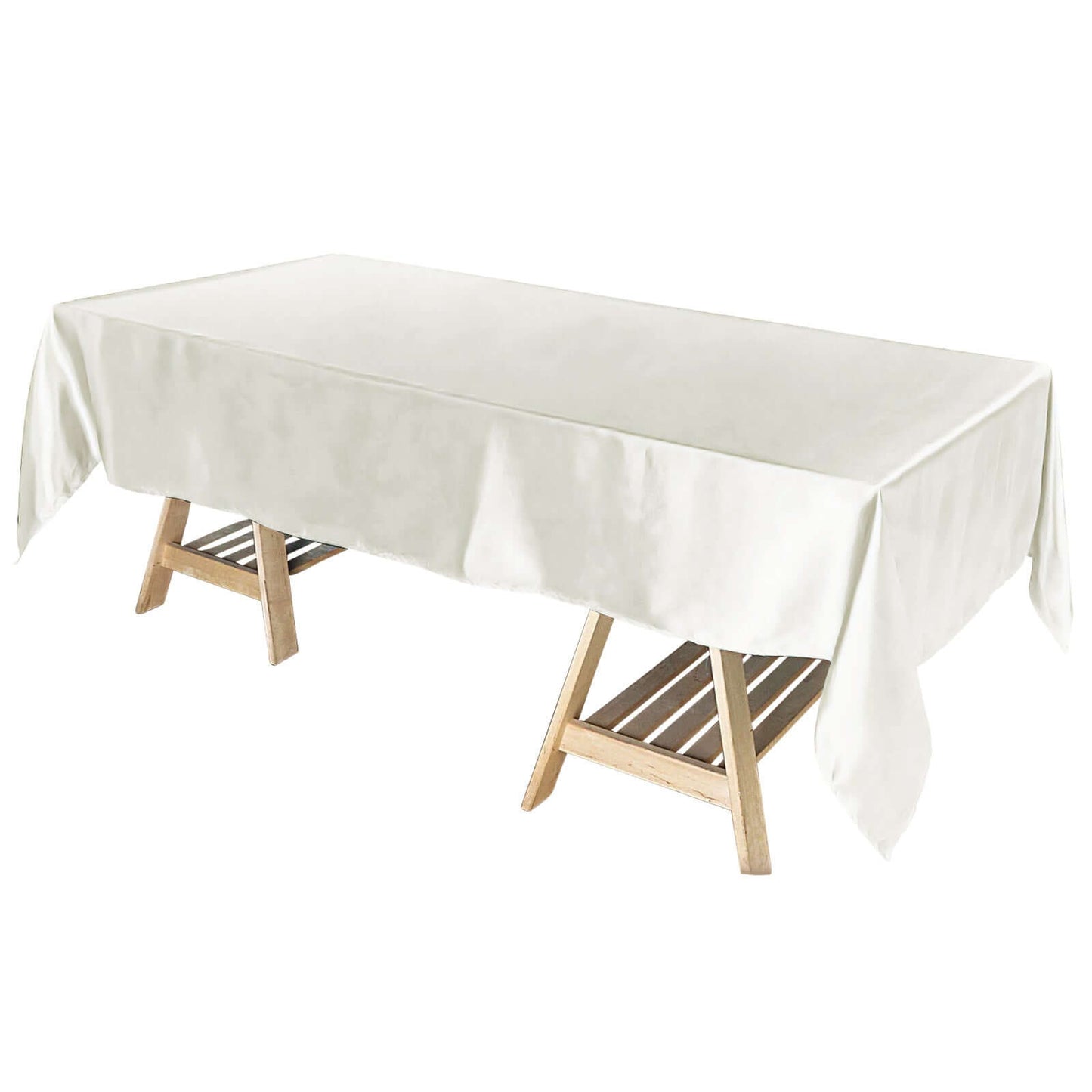 Satin Rectangular 60"x102" Tablecloth Ivory - Smooth and Lustrous Table Cover