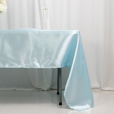 Satin Rectangular 60’’x126’’ Tablecloth Light Blue - Smooth and Lustrous Table Cover - Tablecloths