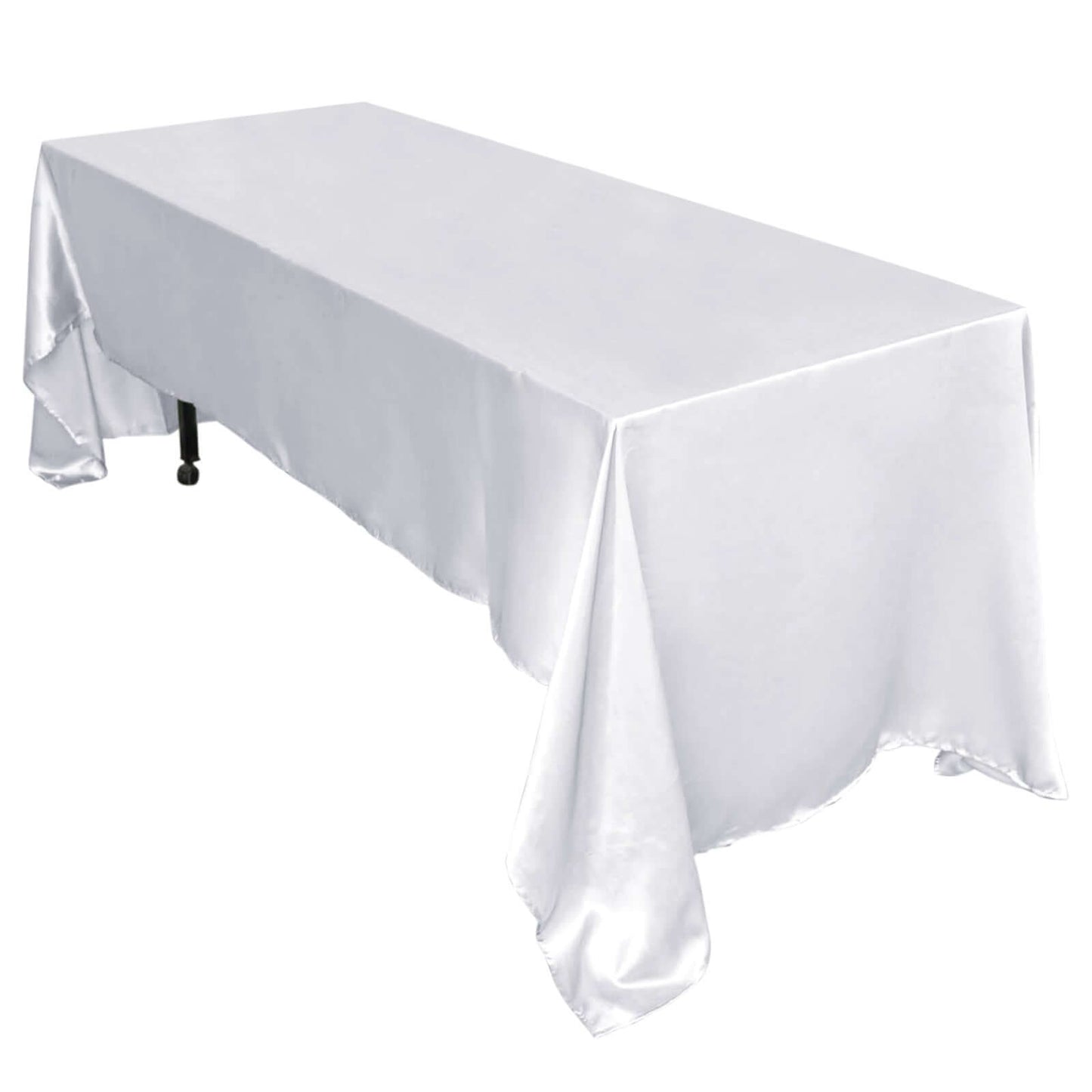 Satin Rectangular 60"x126" Tablecloth White - Smooth and Lustrous Finish for Weddings and Parties
