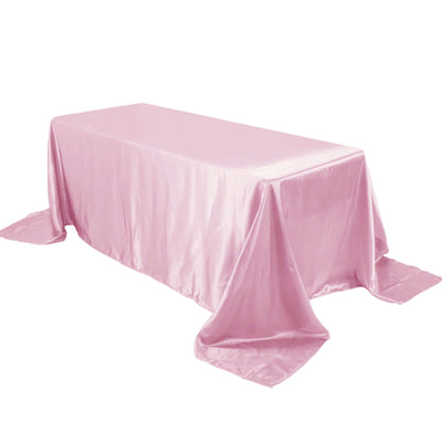 Satin Rectangular 90"x132" Tablecloth Pink - Seamless Table Cover