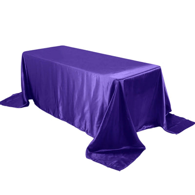 Satin Rectangular 90"x132" Tablecloth Purple - Seamless Table Cover
