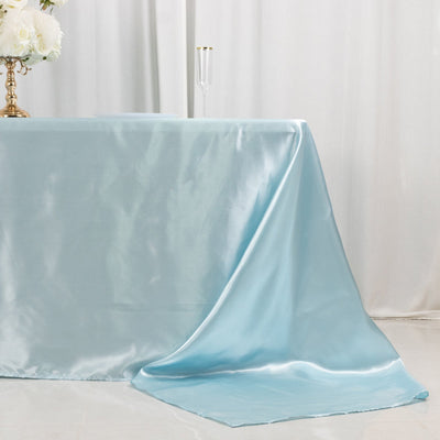 Satin Rectangular 90’’x156’’ Tablecloth Light Blue - Seamless Table Cover - Tablecloths