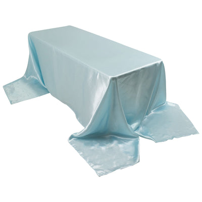 Satin Rectangular 90’’x156’’ Tablecloth Light Blue - Seamless Table Cover - Tablecloths