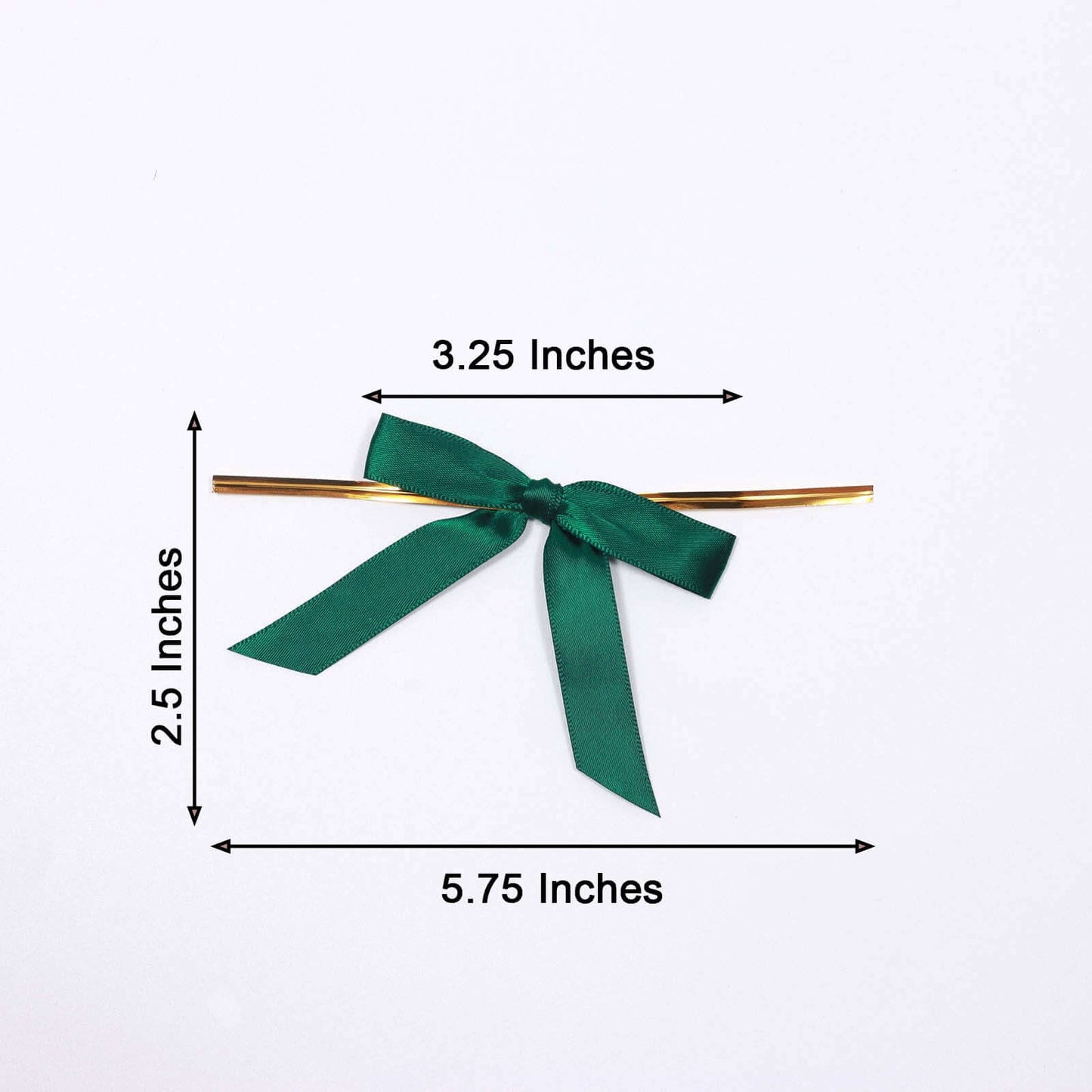 50 Pcs 3" Satin Ribbon Bows With Twist Ties, Gift Basket Party Favor Bags Decor - Hunter Emerald Green Classic Style