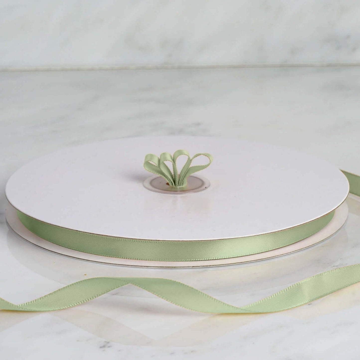 100 Yards 3/8" Sage Green Single Face Decorative Satin Ribbon