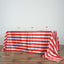 Satin 90"x132" Rectangle Tablecloth Red/White - Stripe Design with Seamless Silky Smooth Finish Table Cover