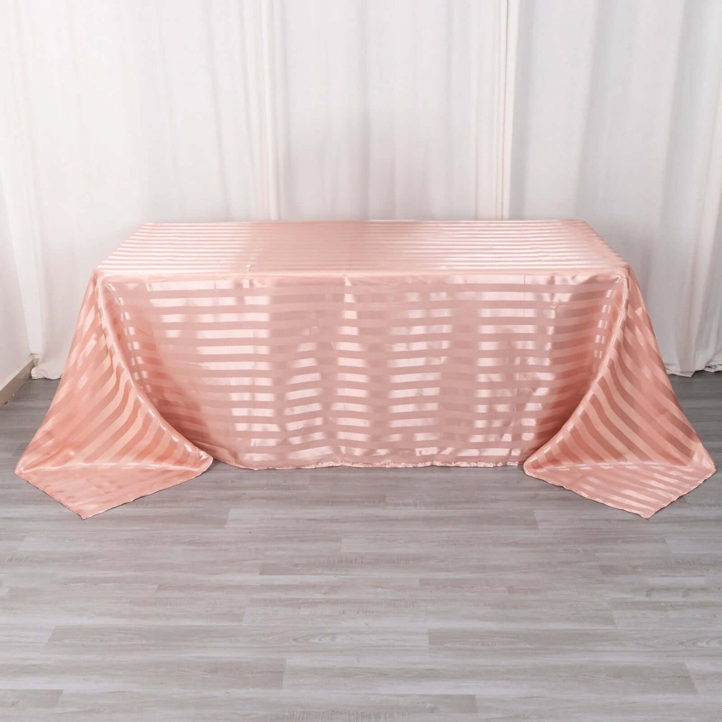 Satin Striped 90"x132" Rectangular Tablecloth Dusty Rose - Seamless Silky Smooth Table Cover