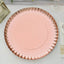 10-Pack Paper 13" Round Charger Plates in Rose Gold with Scalloped Rims - Heavy Duty Disposable 1100GSM Serving Trays