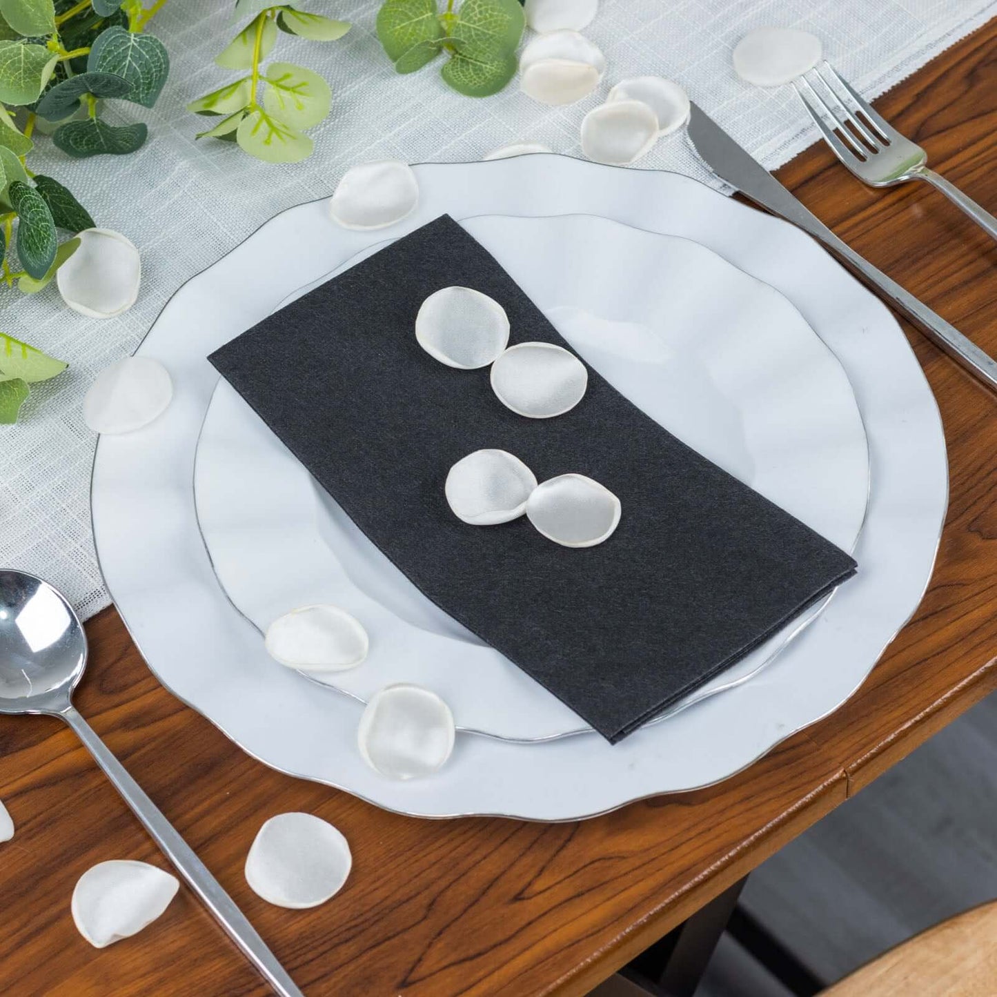 400-Pack Rose Petals Life-Like Flower Confetti Shiny Ivory Silk Round - Perfect for Event Tables 2"