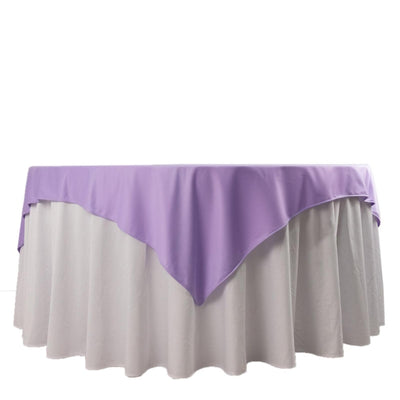 Scuba 70’’x70’’ Table Overlay Square Tablecloth Lavender Lilac - Wrinkle Free & Stain Resistant Table Cover - Overlays