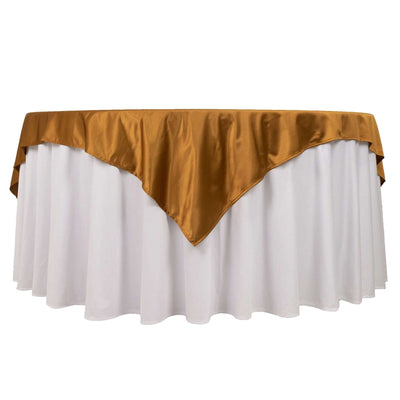 Scuba 70’’x70’’ Table Overlay Square Tablecloth Shimmer Gold - Wrinkle Free & Stain Resistant Table Cover - Overlays