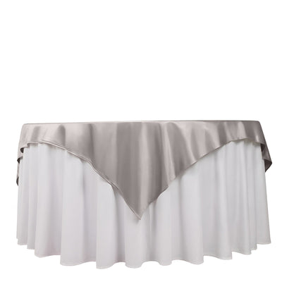 Scuba 70’’x70’’ Table Overlay Square Tablecloth Shimmer Silver - Wrinkle Free & Stain Resistant Table Cover - Overlays