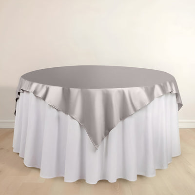 Scuba 70’’x70’’ Table Overlay Square Tablecloth Shimmer Silver - Wrinkle Free & Stain Resistant Table Cover - Overlays