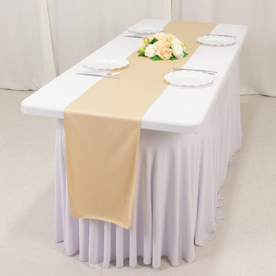 Scuba Polyester 12’’x108’’ Table Runner Beige - Wrinkle-Free Table Linen - Runners