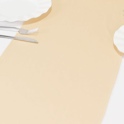 Scuba Polyester 12’’x108’’ Table Runner Beige - Wrinkle-Free Table Linen - Runners