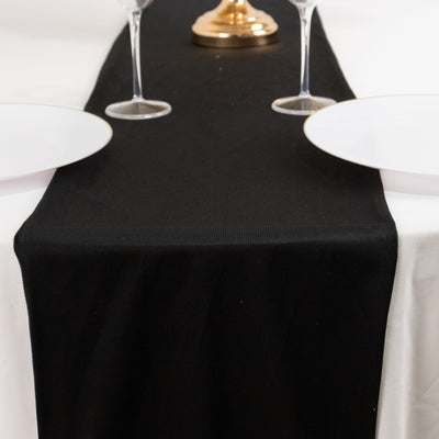 Scuba Polyester 12’’x108’’ Table Runner Black - Wrinkle-Free Table Linen for Events & Weddings - Runners