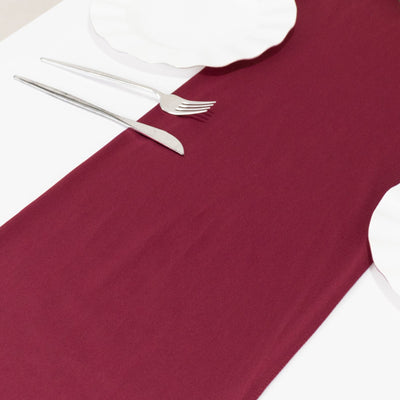 Scuba Polyester 12’’x108’’ Table Runner Burgundy - Wrinkle-Free Table Linen - Runners