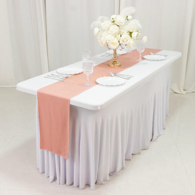 Scuba Polyester 12’’x108’’ Table Runner Dusty Rose - Wrinkle-Free Table Linen - Runners