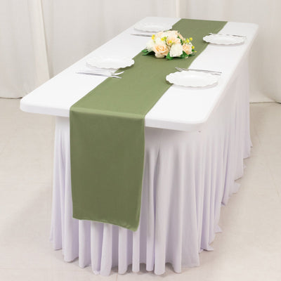 Scuba Polyester 12’’x108’’ Table Runner Dusty Sage Green - Wrinkle-Free Table Linen - Runners