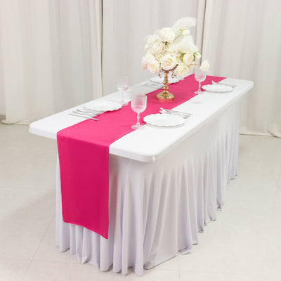 Scuba Polyester 12’’x108’’ Table Runner Fuchsia - Wrinkle-Free Table Linen - Runners