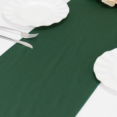 Scuba Polyester 12’’x108’’ Table Runner Hunter Emerald Green - Wrinkle-Free Table Linen - Runners