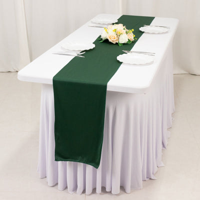 Scuba Polyester 12’’x108’’ Table Runner Hunter Emerald Green - Wrinkle-Free Table Linen - Runners