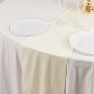 Scuba Polyester 12’’x108’’ Table Runner Ivory - Wrinkle-Free Table Linen - Runners