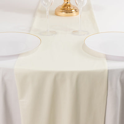 Scuba Polyester 12’’x108’’ Table Runner Ivory - Wrinkle-Free Table Linen - Runners