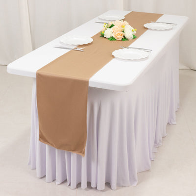 Scuba Polyester 12’’x108’’ Table Runner Nude - Wrinkle-Free Table Linen - Runners