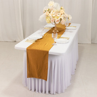 Scuba Polyester 12’’x108’’ Table Runner Shimmer Gold - Wrinkle-Free Table Linen for Events and Banquets - Runners