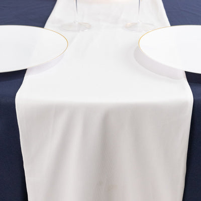 Scuba Polyester 12’’x108’’ Table Runner White - Wrinkle-Free Table Linen for Events & Weddings - Runners
