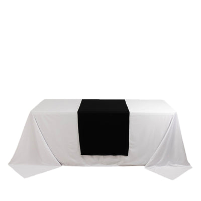Scuba Polyester 24’’x72’’ Wide Table Runner Black - Wrinkle-Free Table Linen - Runners